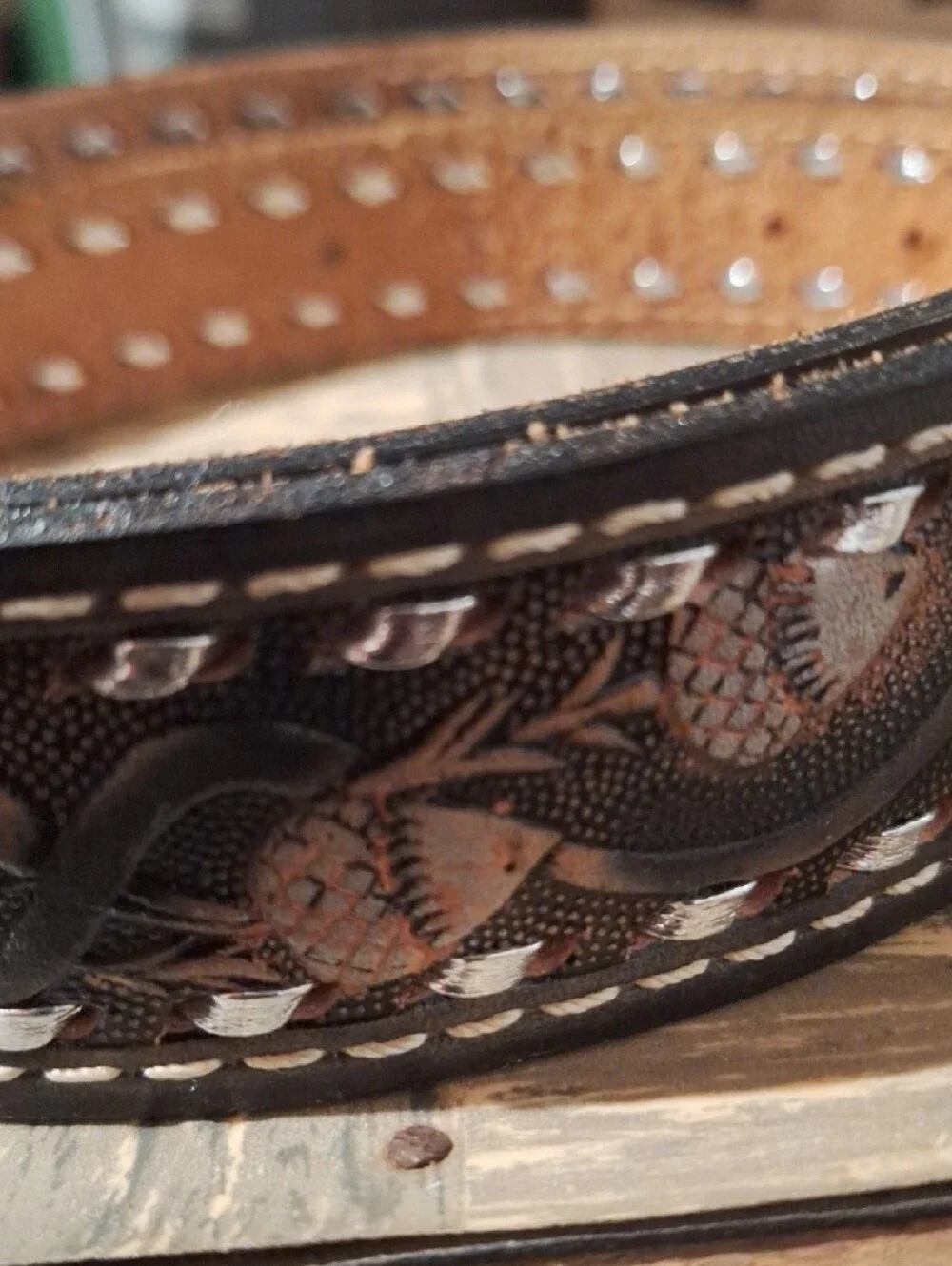 Handcrafted Tooled Leather Men’s Belt - Brown